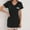 Black, variant on QUINDOS Satin Pajama for Women Short Mini Nightgowns for Women Short Sleeve V Neck Sleep Dress Casual Solid Lace Pockets Sleepwear Night Dress