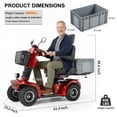 thumbnail image 4 of Xlluproid Heavy Duty 4-Wheel Mobility Scooter for Adults & Seniors,360°Adjustable Seat,Front Basket & Large Removable Rear Storage Container,Red, 4 of 9