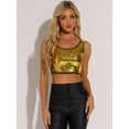 thumbnail image 3 of DARING DIVA Women's Metallic Sequin Scoop Neck Cropped Tank Top L Gold, 3 of 6