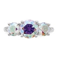 thumbnail image 4 of Auriga Fine Jewelry 925 Sterling Silver Rhodium-plated Iridescent CZ 3-Stone Ring for Women Size- 6, 4 of 6