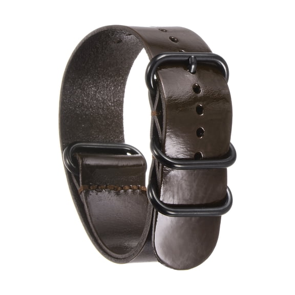 Uxcell Genuine Leather Watch Band 24mm Quick Release Watch Strap with Black Metal Buckle for Men Women, Dark Brown