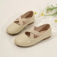 thumbnail image 2 of KPOPLK Kids Girls Slip-On Shoes Children Party Dress Dance Shoes Flat Shoes Size 11,Beige, 2 of 6