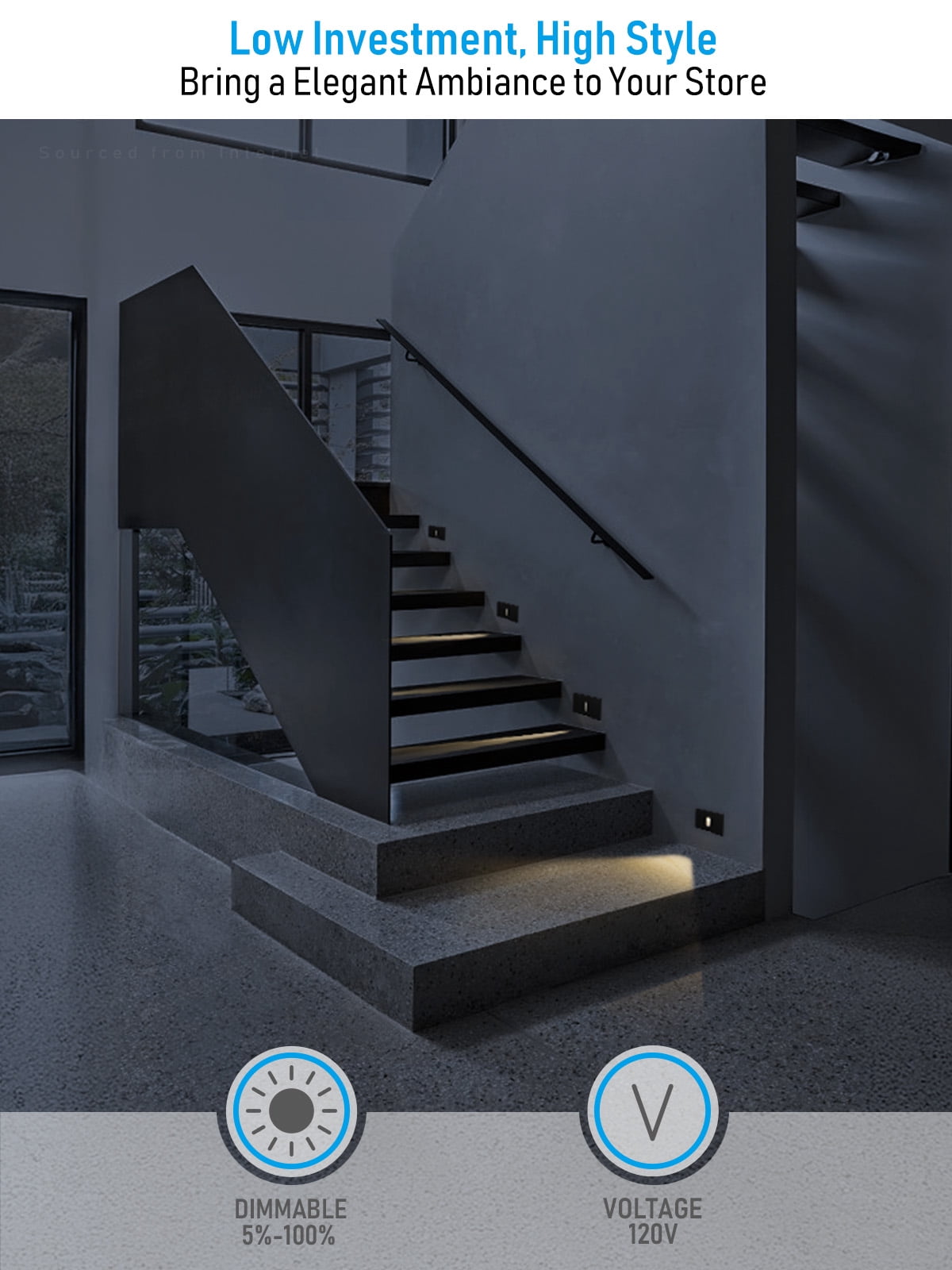 6 Pack LED Horizontal 5CCT Step Lights, Replaceable Magnetic Faceplat Indoor Stair Light, Dimmable, Black
