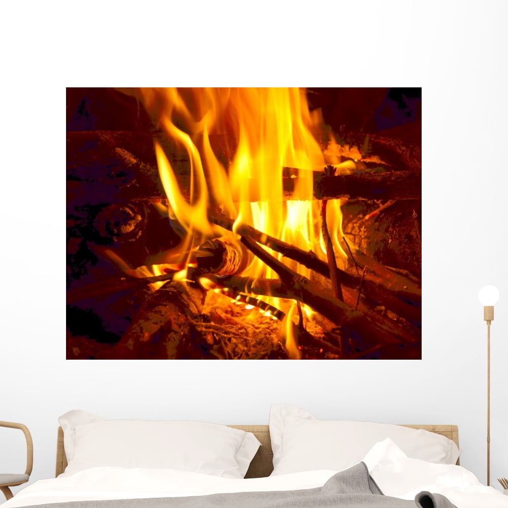 Fire for Black Fireplace Wall Mural by Wallmonkeys Peel and Stick ...