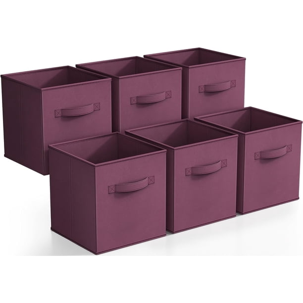 Sorbus Cubos de Almacenamiento de Tela Plegables de 11 Pulgadas: 6 Contenedores Plegables con Asas para Ropa, Juguetes y Libros (Morados)