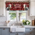 thumbnail image 2 of Christmas Farmhouse Short Window Curtain Valances, Winter Cow Snowflake Red Black Buffalo Plaid Rod Pocket Kitchen Valances for Living Room Bedroom Bathroom Cafe 54" x 18", 2 of 8