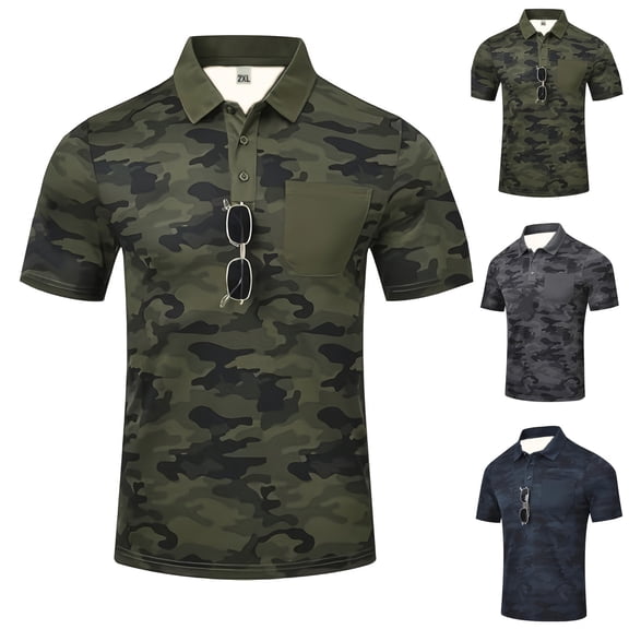Goodtrade8 Mens Polo T-Shirts Collar Short Sleeve Pullover Button up Graphics Summer Casual V-Neck Shirts for Men Outdoor