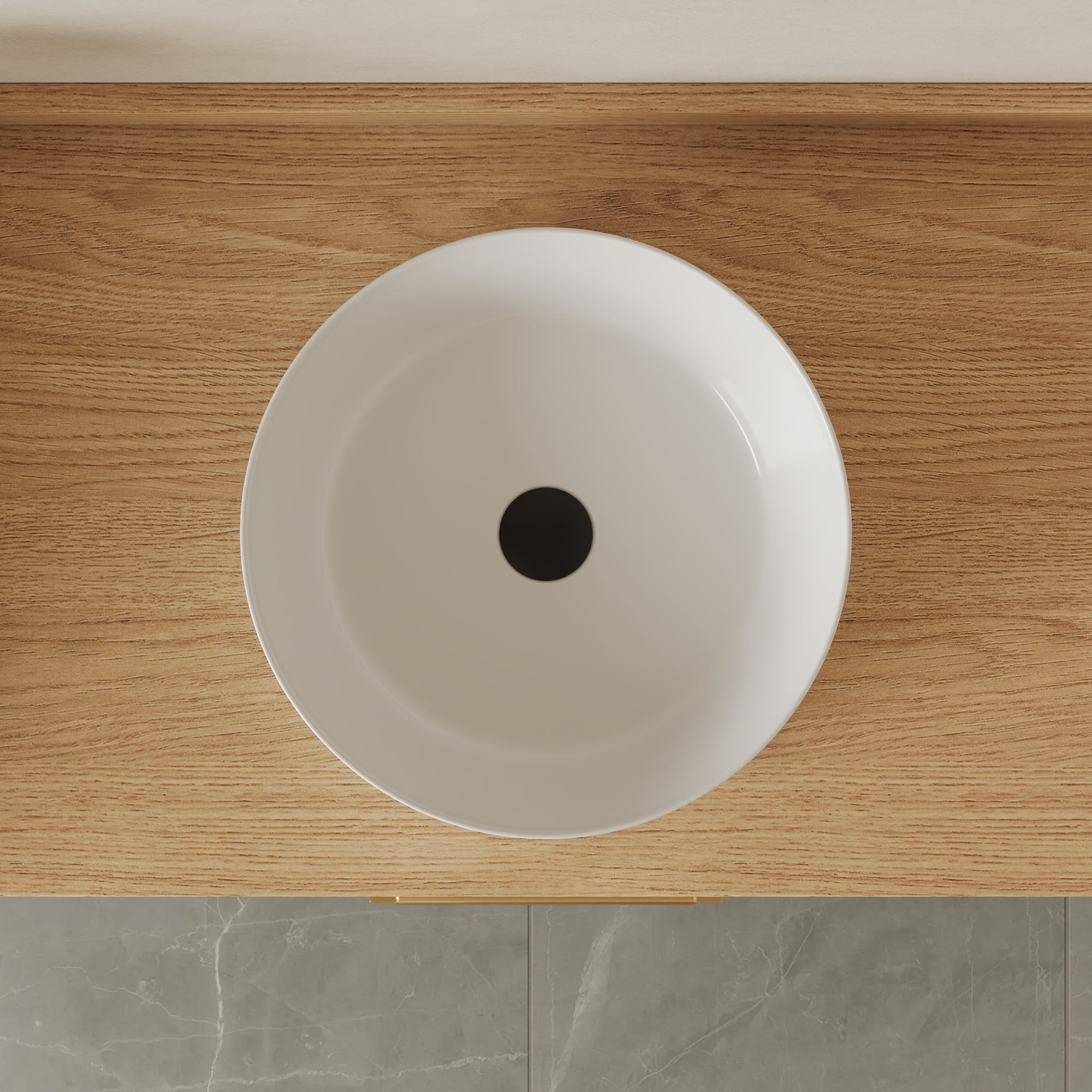 Modern 16 in. Round White Ceramic Bathroom Vessel Sink with Wavy Texture Design, Above Counter Single Bowl Art Basin