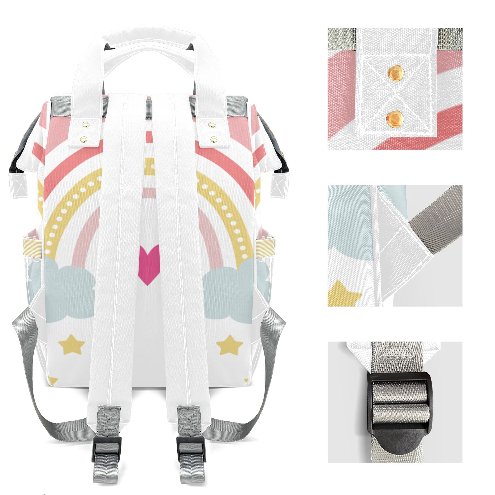 Rainbow Diaper Backpack – Large Capacity, Insulated Baby Bottle Pocket, Multifunctional Mommy Bag for Boys & Girls