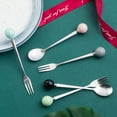 thumbnail image 3 of MasteelfCA 6pcs Ceramic Handle Mini Stainless Steel Fork Flatware Tableware for Cake Coffee Dessert (Grey Fork), 3 of 8