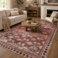 thumbnail image 2 of Licolica Non Slip Washable Area Rug Low Pile Vintage Rug for Living Room Bedroom Dining Room, Red, 4'x6', 2 of 11