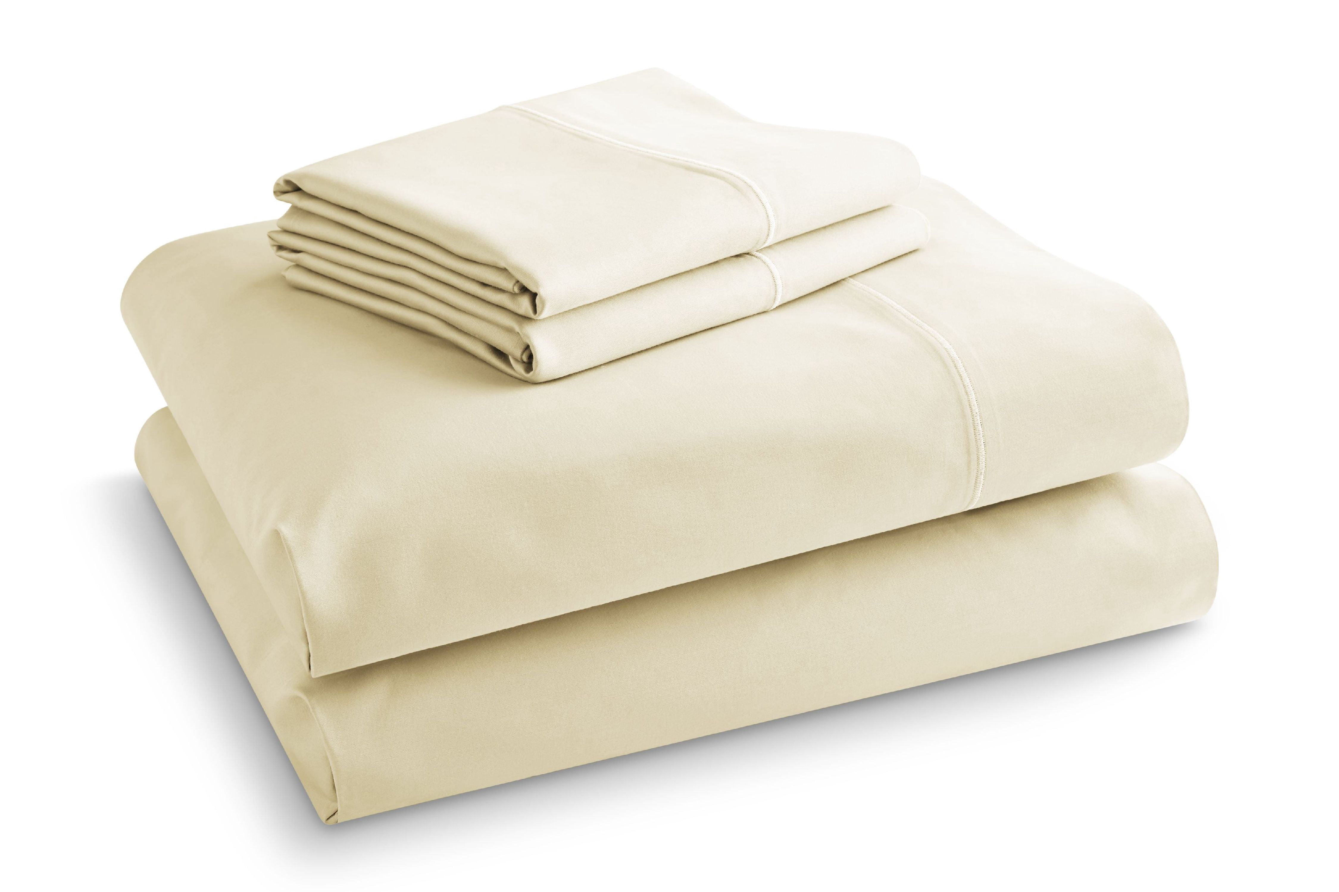 Hotel Style Luxury 4-Piece 600 Thread Count Cream Solid Cotton Bed Sheet Set, Full