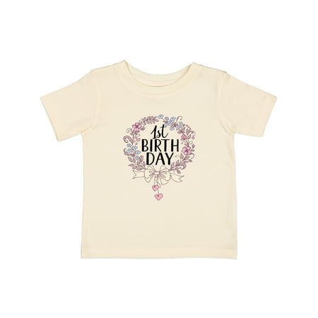 

Inktastic 1st Birthday Floral Wreath 1 Year Old Gift Baby Girl T-Shirt
