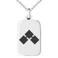 thumbnail image 1 of Stainless Steel Saito II Samurai Crest Engraved Small Rectangle Dog Tag Charm Pendant Necklace, 1 of 1