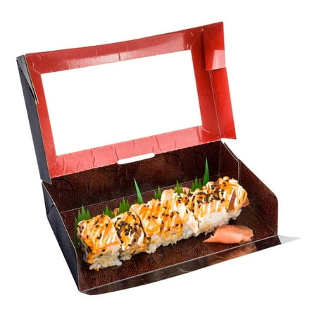 Paper Take-Out Boxes - Sushi Box with Window - Rectangle - 8