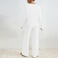 thumbnail image 5 of Ofertas en Walmart! QATAINLAV Womens Fall 2 Piece Pajamas Sets Ribbed Knit V Neck Lounge Set Solid Casual Long Sleeve Shirts Matching Trousers Sweatsuits White XL, 5 of 9