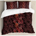 thumbnail image 3 of Flower Twin Size Duvet Cover Set, Flowers of Asia in Japanese Art Style Vivid Floral Pattern Boho Print, Decorative 2 Piece Bedding Set with 1 Pillow Sham, Black Orange Mustard, by Ambesonne, 3 of 3
