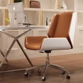 thumbnail image 3 of Solid Wood Leather Office Chairs Modern Computer Chair Household Light Luxury Back Swivel Chair Gaming Chair Office Furniture My Lux Decor Round, 3 of 28