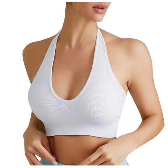 Kovlvoll Womens Sports Bras Halter U Neck No Underwire Solid Color Comfy High Support Workout Yoga Bra