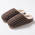 thumbnail image 2 of Women's Men's Memory Foam House Slippers Wide Width Stripe Bedroom Slide Shoes Non Slip Platform Indoor Slippers, 2 of 4