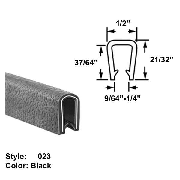 3//8/" x Wd Ht 25 ft Heavy Duty Vinyl Plastic U-Channel Push-On Trim 1//4/"