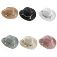 thumbnail image 4 of Womens Crochet Straw Sun Hat Wide Brim Hand Knit Smashable Holiday Bucket, 4 of 5