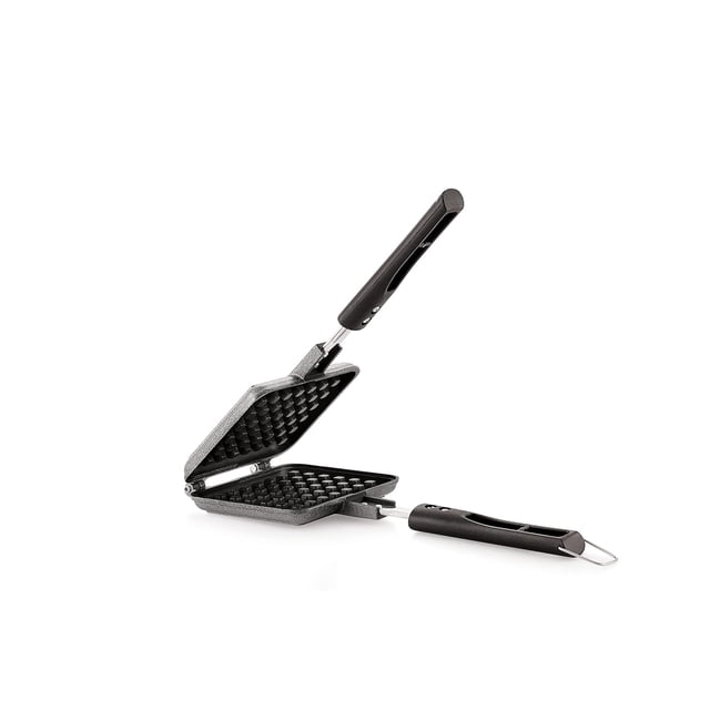 Black Waffle Pancake Maker | Gas Compatible, Super Heavy Thickness | Non Stick, Includes Lid, Gas Stove