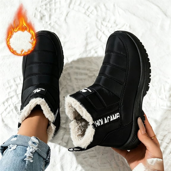 Women's High Top Fleece Lined Thickened Soft Sole Boots Warm Stylish Winter Snow Boots For Daily Wear And Comfort