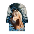 thumbnail image 5 of Women's Tops, Tees & Blouses 3/4 Sleeve,Womens Tops Horse Printed 3/4 Sleeve Western Vintage 3D Graphic T Shirts Vneck Funny Gift Shirts Equestrian Cowgirl Blouse, 5 of 5