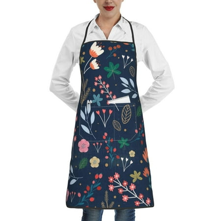 

Rocae Colorful Flowers for Kitchen Aprons for Women Adjustable Cooking Kitchen Chef Apron for Men with Pockets