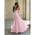 thumbnail image 3 of Elegant Pink Spaghetti Strap Pleated Maxi Dress For Wedding Guest Formal Summer Occasion, 3 of 7