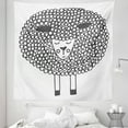 thumbnail image 1 of Black and White Tapestry, Monochrome Sheep with Doodle Design Farm Animal Illustration, Fabric Wall Hanging Decor for Bedroom Living Room Dorm, 5 Sizes, Charcoal Grey and White, by Ambesonne, 1 of 1