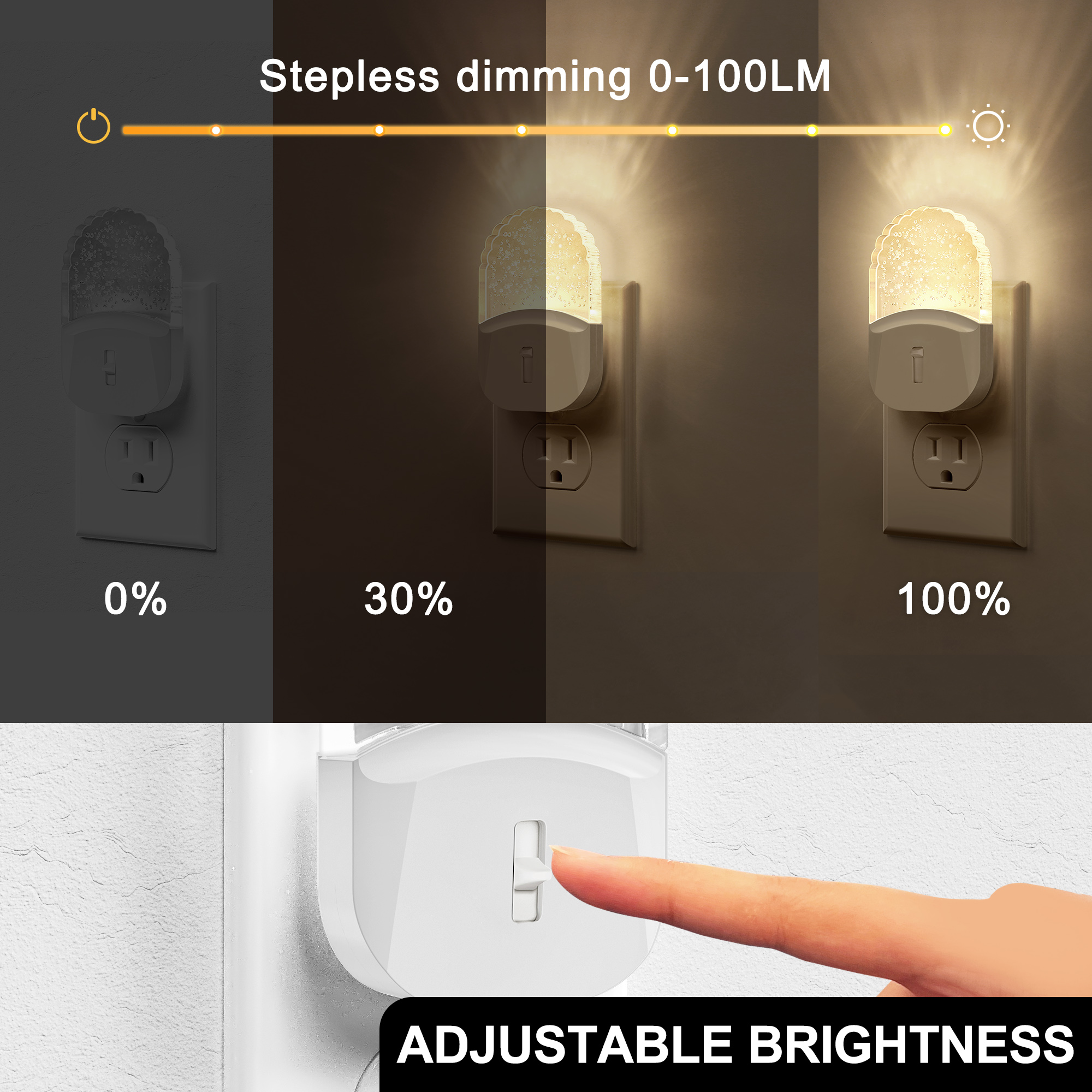 YANSUN LED Night Light, Baby Night Lights, 2 Pack, Plug in Night Light with Auto Dusk to Dawn Sensor, Adjustable Brightness Night Light for Kids, Baby, Nursery, Bedroom,Soft White 3000K