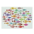 thumbnail image 1 of Fish Cutting Board, Rounded Different Size Type Fish Motifs Underwater World Exotic Fauna Gills Design, Decorative Tempered Glass Cutting and Serving Board, Large Size, Multicolor, by Ambesonne, 1 of 1