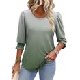 thumbnail image 6 of Bovxnpu 3/4 Length Sleeve Womens Tops, Cotton Casual Tunic Tops for Women Loose Dressy, Womens Casual Printed 3/4 Length Sleeve Smocked Cuffs M, 6 of 6