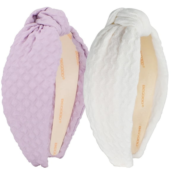 BEGOOD 2Pcs Knotted Headbands for Women Waffled Wide Hairbands Fashion Turban Headwear for Girl