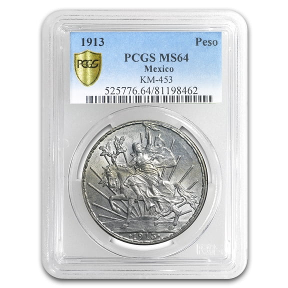 Collectible 1913 Mexico Silver Peso Caballito MS-64 PCGS