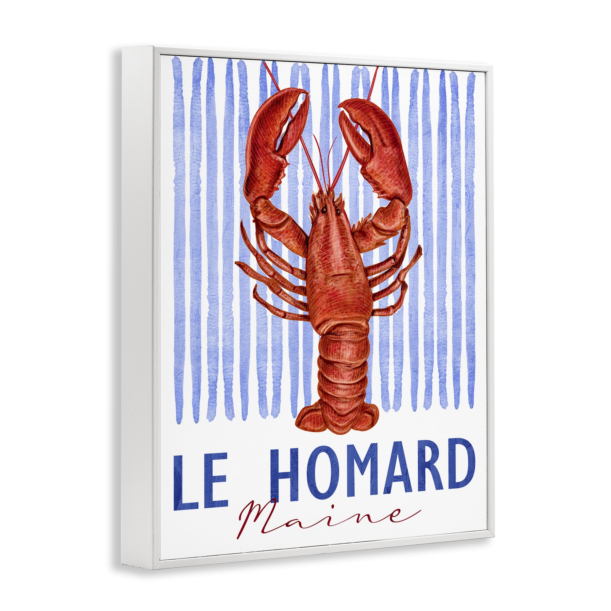 Stupell Industries Le Homard Nautical Stripes White Framed Giclee Art, design by Kim Allen