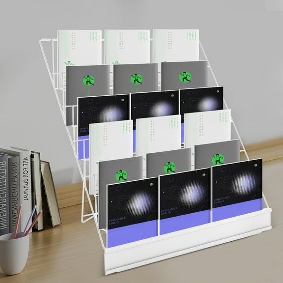 6 Tiers Book Display Rack Tabletop Magazines Stand Newspapers Holder Storage Organizer