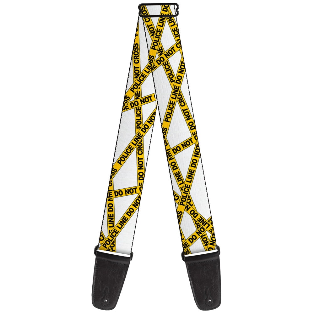 Buckle-Down Guitar Strap, Police Line White Yellow, 2 Inches Wide