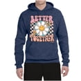 thumbnail image 2 of Wild Bobby Retro Better Together Daisy Smiley Face Checkered Background Vintage Unisex Hoodie Sweatshirt, Vintage Heather Navy, Medium, 2 of 6
