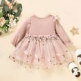 thumbnail image 2 of Blotona Toddler Girl Autumn Sweet Dress,Long Sleeve Round Neck Flower Embroidered Patchwork A-Line Dress with Bow,Tulle Princess Dress for Wedding Flower-Girls, Sizes 3M-3T, 2 of 7