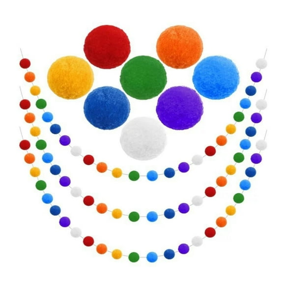 Pastel Pom Pom Garland - Easter Pompom Garlands Spring Rainbow Felt Ball Pompom Garlands for Tree Mantle Bedroom Nursery Classroom Easter Party Decorations Colorful by Toyeng