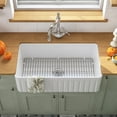 thumbnail image 3 of DeerValley DV-1K502 Fireclay Farmhouse Kitchen Sinks 33 Inch Single Bowl with Grid and Strainer ( 33"L x 18"W x 10"H ), 3 of 16