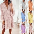 thumbnail image 3 of U.Vomade Nouveau en Vrac Léopard Mini Robe Femmes Casual Rose V Cou Manches Volant Parti Jupe Chemise Femmes Plage Boho Robe, 3 of 4