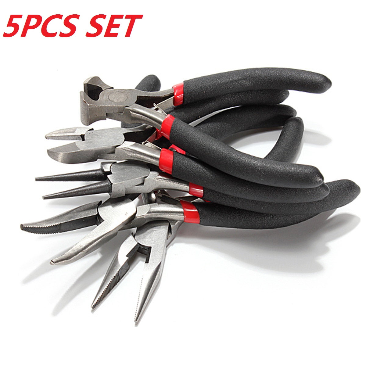 5PC JEWELERS PLIERS SET JEWELRY MAKING BEADING WIRE WRAPPING HOBBY 5" PLIER KIT 