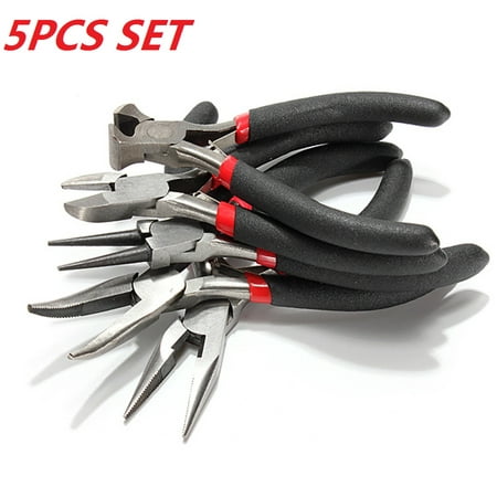 5-Piece Pliers Set Jewelers Jewel Pliers Set Jewelry Kits Tools Cutting Pliers Beading Making Side Cutters Long Bent Nose  needle nose