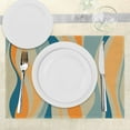 thumbnail image 3 of Ambesonne Vintage Place Mats Set of 4, Retro Vibrant Stripes, Standard Size, Petrol Blue and Marigold, 3 of 6