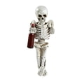 thumbnail image 2 of 4 Pack 7.5 Inch Resin Halloween Skeleton Figurines Holding Wine Bottle, Funny Gothic Skeleton Statues, Desktop Ornaments for Mantel Shelf Table Halloween Party Home Decor, 2 of 5