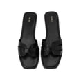 thumbnail image 3 of BLISSFUL STEP Women's Square Open Toe Slide Sandals Flat Slippers Black (Size 6.5), 3 of 7